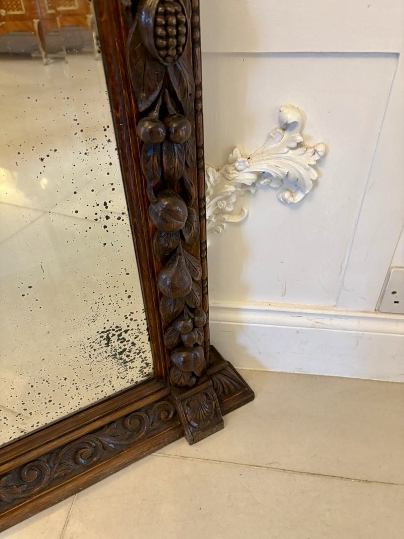Exceptional Quality Antique 19th Century Victorian Carved Oak Wall Mirror - Image 8